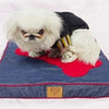 Bone Pattern Square Foam Dark Blue Pet Bed